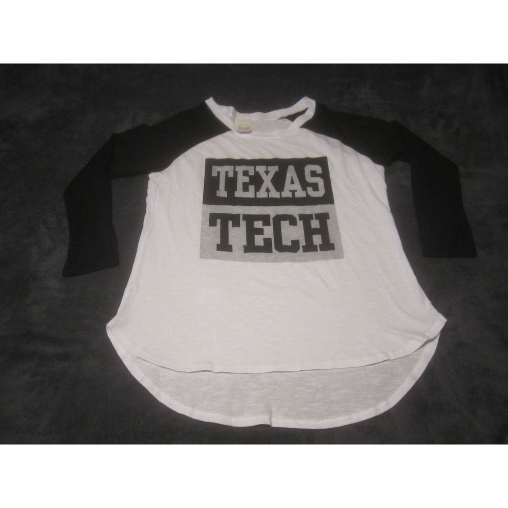 Texas Tech Red Raiders Shirt Womens Small White NCAA Football Raglan Freeloader